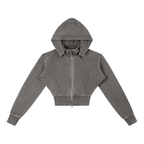 Vintage Washed Cropped Fleece Hoodie