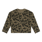 Unisex Camo Waffle Raw Edge T-Shirt