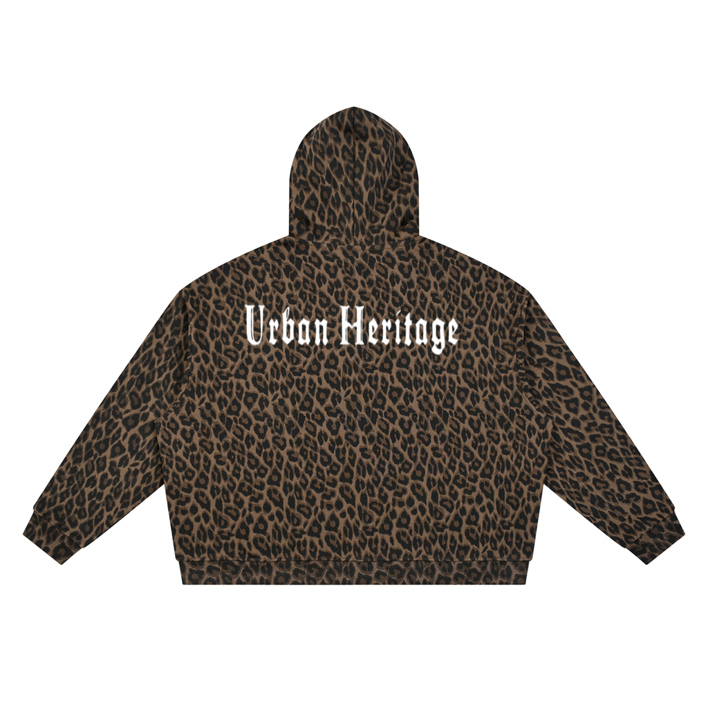 Unisex Leopard Full Zip Hoodie