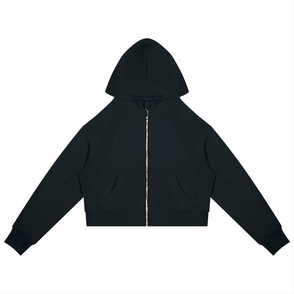 Cropped Zip-Through Hoodie