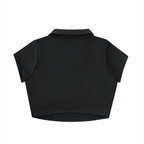 V-Neck Lapel Crop Top
