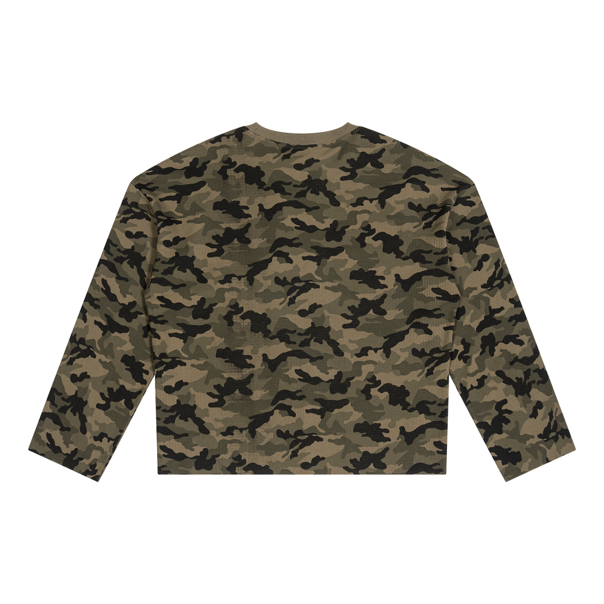 Unisex Camo Waffle Raw Edge T-Shirt