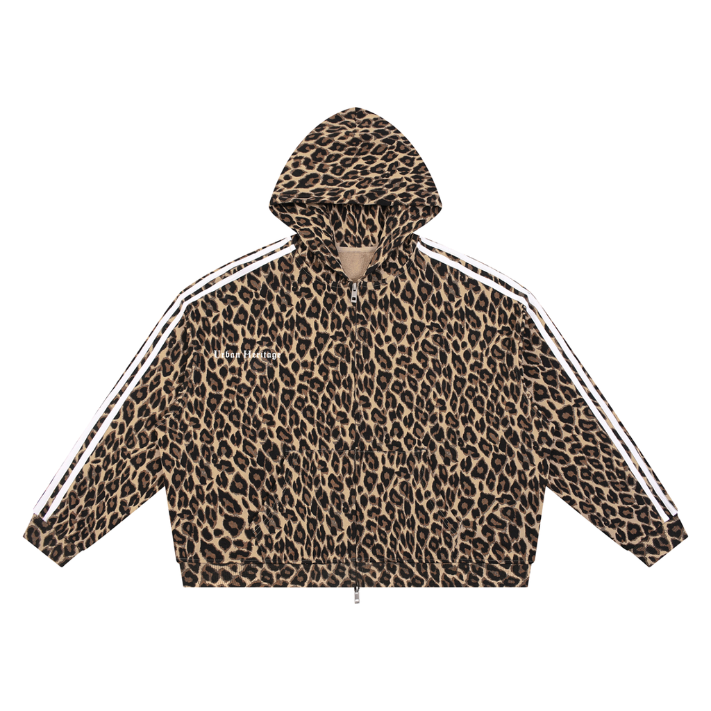 Unisex Leopard Full Zip Hoodie