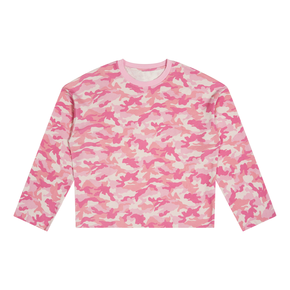 Unisex Camo Waffle Raw Edge T-Shirt