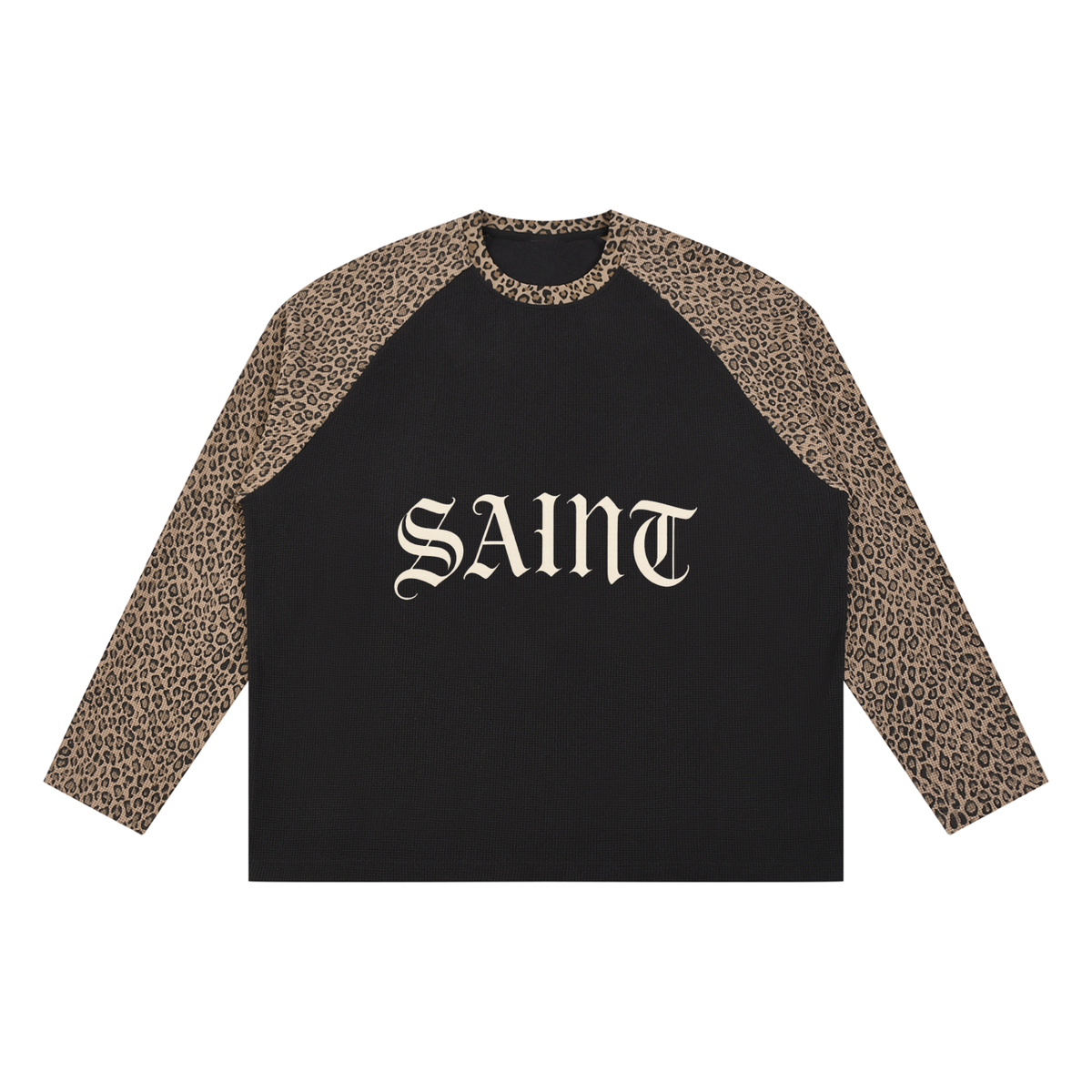 Unisex Leopard Panel Waffle T-Shirt