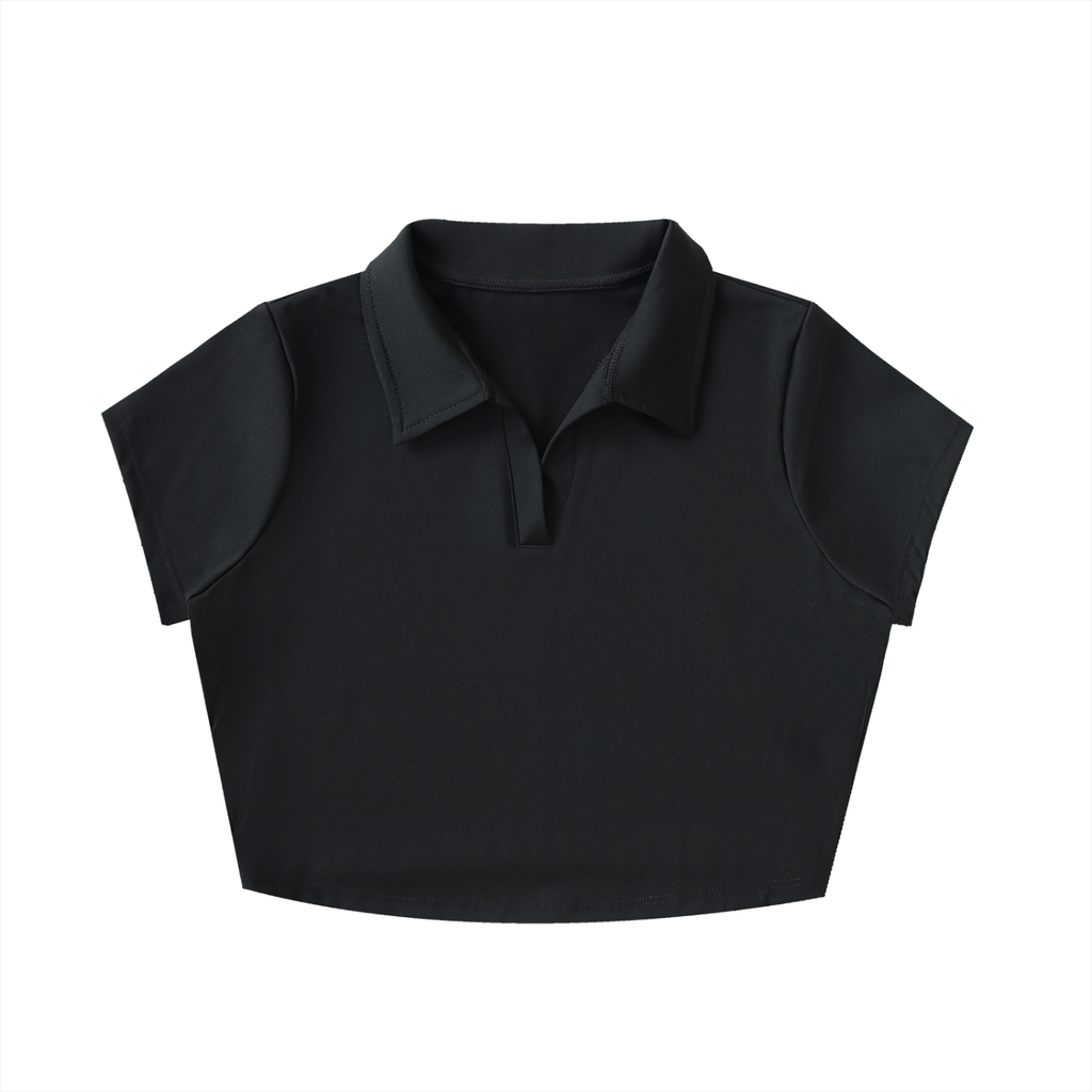 V-Neck Lapel Crop Top