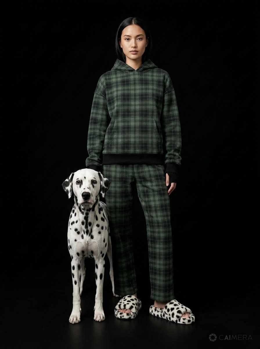 Unisex Plaid Color Block Hoodie